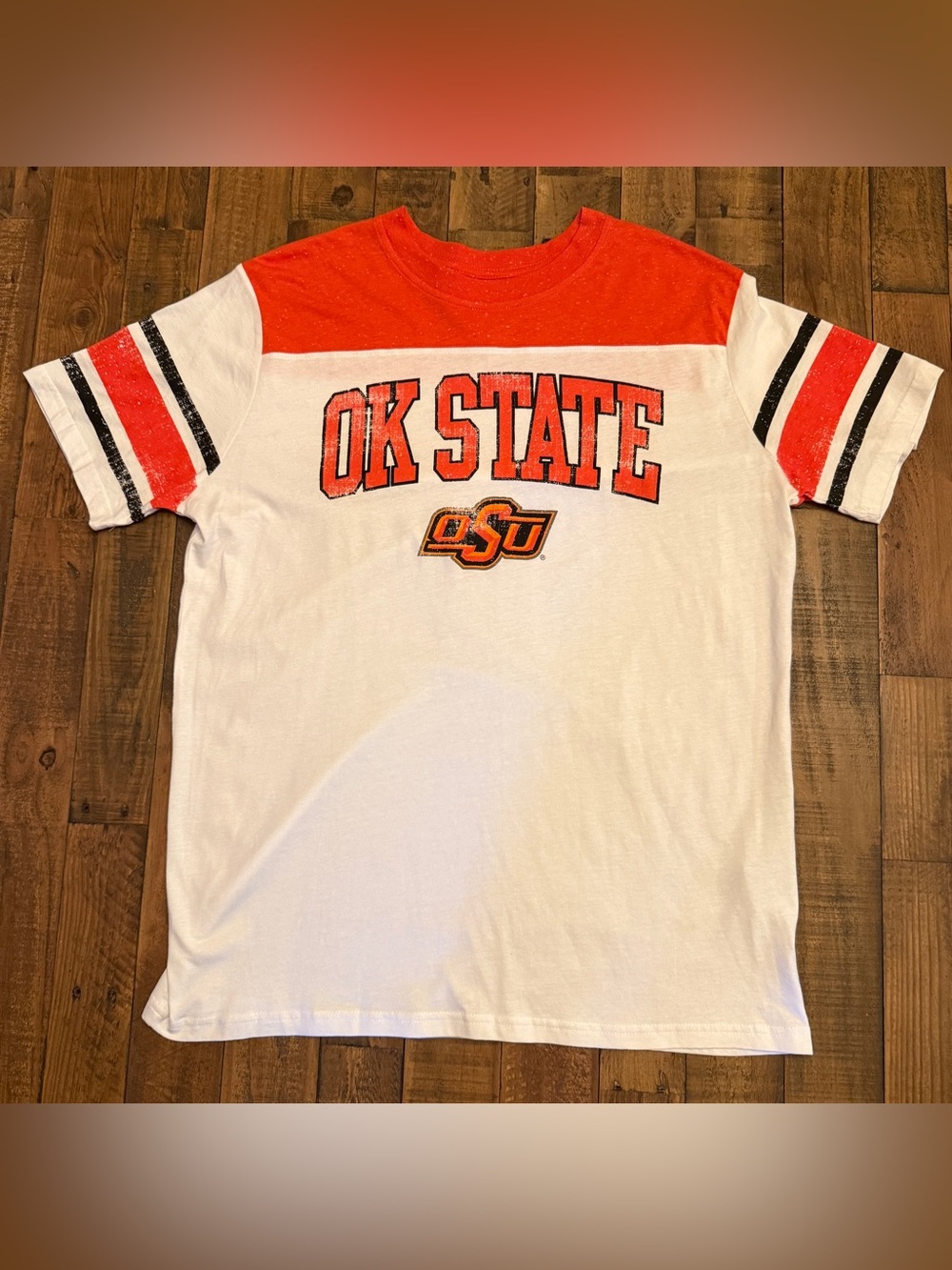 Rivalry Threads Oklahoma State Cowboys Colorblock Crewneck Tee - White & Orange